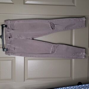 American eagle grey jegging next level stretch Distressed skinny jeans size 12